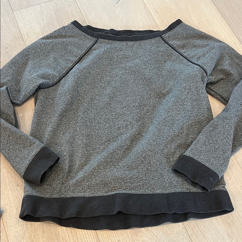 lululemon athletica Gray and Black Crew Neck Sweater